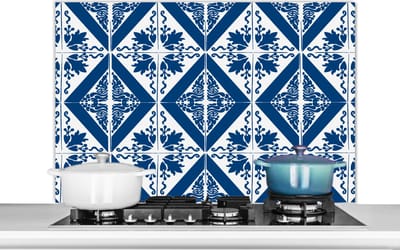 Spatscherm keuken 100x65 cm - Kookplaat achterwand Tegel - Portugal - Patroon - Muurbeschermer - Spatwand fornuis - Hoogwaardig aluminium