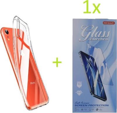 Backcover Hoesje Geschikt voor: iPhone XS Max Transparant TPU Siliconen Soft Case + 1X Tempered Glass Screenprotector
