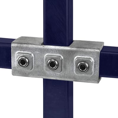 Vierkante Buiskoppeling Kruisstuk in 1 Vlak Gietijzer Gegalvaniseerd 40x40 mm