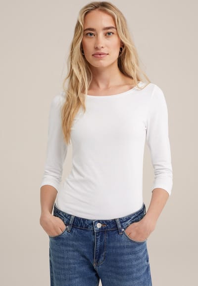 WE Fashion Dames T-shirt met driekwart mouwen