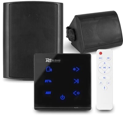 Power Dynamics set van 2 BGO40 speakers met de A50B inbouw versterker - Bluetooth - 2x 20W - Zwart
