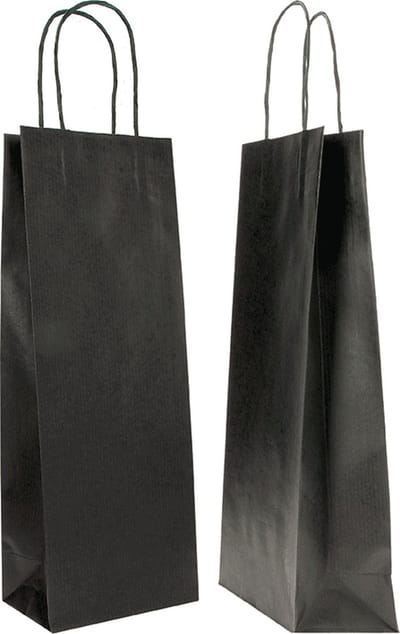 5 x Wijntas 14+8x39cm voor 1 Fles Zwart /Flestas papier / Cadeauverpakking /draagtas voor Fles/wijn / Fleszak · Fles zak /