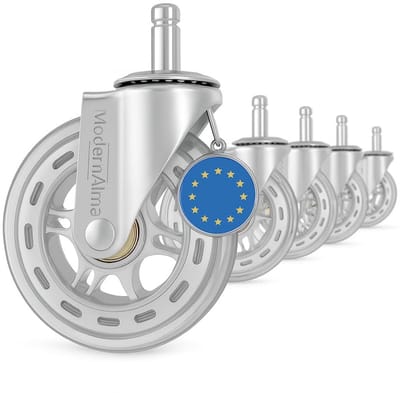 Set van 5 Zachte Zwenkwielen voor Bureaustoel met Standaard 11x22 mm Bevestiging