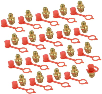 Dailygoods- Vet Tepelarmaturen M8 - Roestvrij Staal - 20 Stuks - Hoog Temperatuurbestendig - Slijtvast - Lekvrij - Met Rode Stofkap - Smeernippel