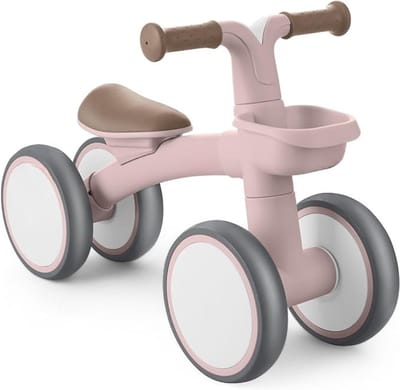 Verte Loopfiets 1 Jaar - Fiets Zonder Pedalen - Loopfiets voor Baby's - 1 Jaar Loopfiets met Mandje - Verstelbaar Speelgoed voor Kinderen - Babycadeau - Roze