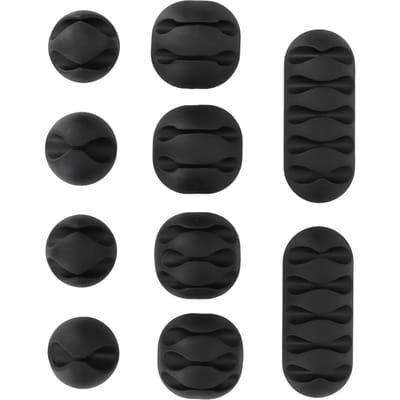 10pcs Clips de Câble Organisateur de Cordon Auto-Adhésif Gestion de Câbles pour Maison Bureau Équipement de Beauté Bureau noir