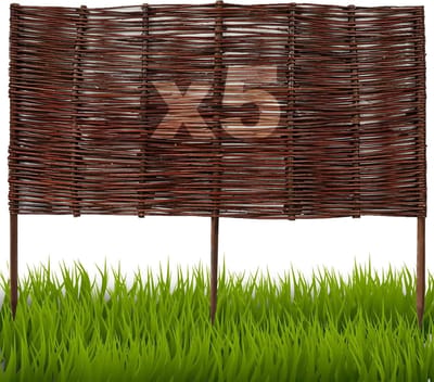 Wilgen Bedrand - Wilgenhek Tuinafscheiding - Tuinranden Creëren - Handgemaakt Natuurlijk Materiaal - 5x 40x100cm - Bruin