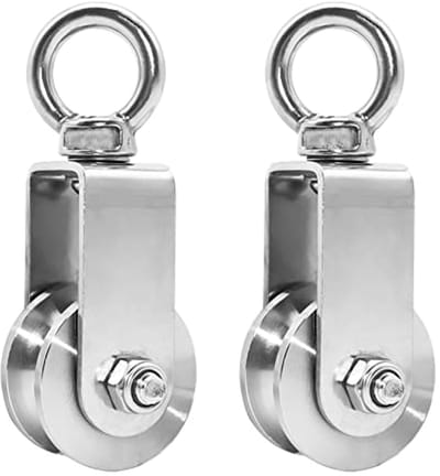 2 Stuks 34 mm Katrollen met Kogellagers - 250 kg Draagvermogen - Stalen Kabel - Roestvrijstalen Katrollen voor Touwsteiger en Fitness