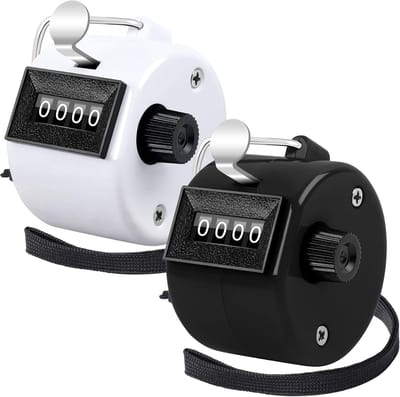 Set van 2 Handtellers 4 Cijfers Mechanische Kliktellers voor Diverse Activiteiten