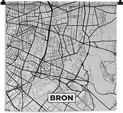 Wandkleed - Wanddoek - Frankrijk - Bron - Stadskaart - Plattegrond - Kaart - 180x180 cm - Wandtapijt
