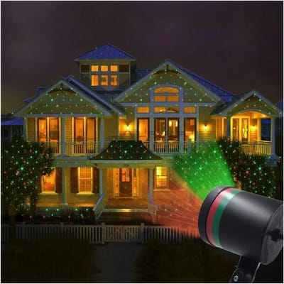 Kerst Projector - Sterrenhemel Lamp - Tuin Verlichten - Groen en Rood Licht - IP44 Waterdicht - Zwart