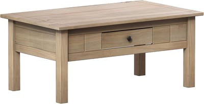 Salontafel Met Lade - Hout Rechthoek - Natuurlijke Eiken Was Afwerking - Rustieke Woonkamertafel Met Opbergruimte - 1 Lade - 100x60x44 cm - Salontafels - Massief Hout Salon Tafel