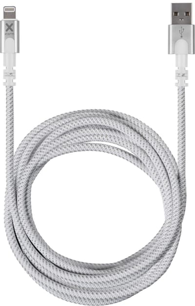 Xtorm USB naar Lightning Kabel - 3 Meter - High-Speed Opladen - Extra stevige USB Kabels - Lange Oplaadkabel - Snellader geschikt voor iPhone/Apple - Wit