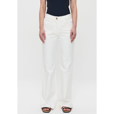 ZENGGI Flared Twill Pants Off White Größe: L | Ausgestellte Hosen Outlet | Damen | Weiß