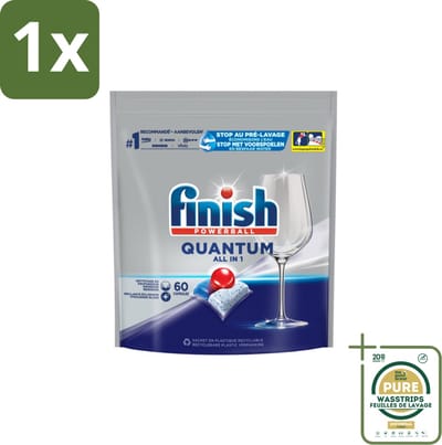 1 x Finish – Vaatwastabletten – Quantum All-in-1 – 60 Capsules- Vaatwastabletten - Vaatwassen - Reiniging - Glans - Vet Verwijderen