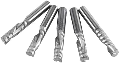 Set van 5 Stuks 6mm Frezen van Wolfraam, Spiral Frees voor het Bewerken van Zachte Materialen, Precisie Frezen voor Aluminium en Houtbewerking