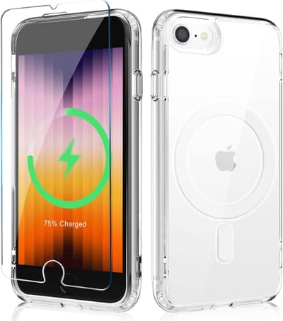 Xtabarya Hoesje Geschikt voor iPhone SE 2020 Magnetic met HaloLock ring inclusief screenprotector van hoge kwaliteit transparat
