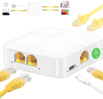 Ethernet Splitter 1 tot 4 - Hoogwaardige LAN-netwerkadapter voor gelijktijdige verbinding van 4 apparaten - 1000 Mbps
