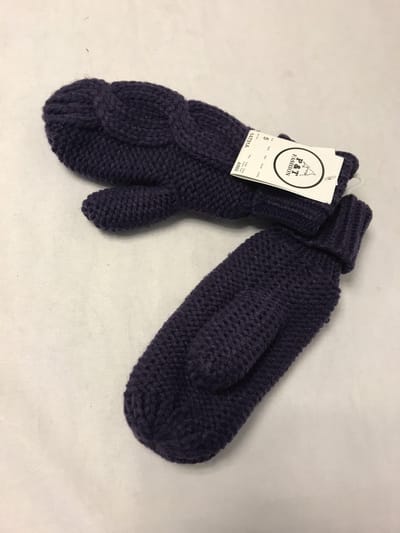 Kinder Wanten 10-14j, Paars, Gebreid met Fleece Binnenin