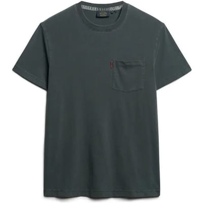 Superdry Essential Washed T-shirt met Borstzak Zwart Grootte: M