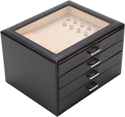 Sieradenopbergdoos - Juwelendoos Organizer - Sieraden Opbergen - Verstelbare Lades - 23D x 20W x 16H cm - Zwart