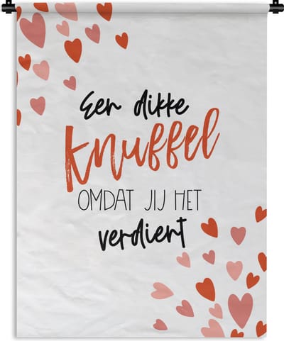 Wandkleed - Wanddoek - Get well soon - Quote - Hartjes - 90x120 cm - Wandtapijt