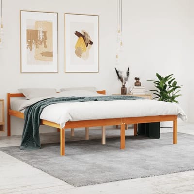 Houten seniorenbed - Eenpersoons tweepersoonsbed - Makkelijk in en uit - Massief grenenhout - 160 x 200 cm - Wax bruin