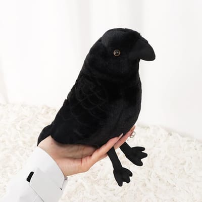 20cm Simulatie Zwarte Kraai Pluche Speelgoed Zacht Gevuld Dier Speelgoed Voor Alle Leeftijden Verzamelaar Vogel Pluche Beestjes Verjaardag Halloween Cadeaus 20cm black