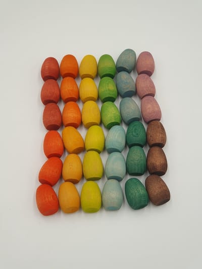 Houten eieren - 36 stuks - Regenboogkleuren - Open einde Speelgoed - Educatief montessori speelgoed