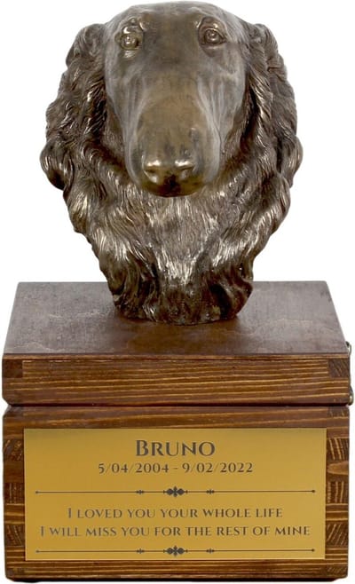 Borzoi urn met beeldje voor hondenas - gepersonaliseerde hondenurn