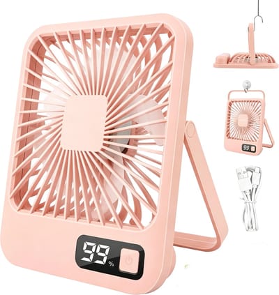 Ventilator - Mini ventilator - 3000mAh - Oplaadbare batterij - USB - Geschikt voor op reis, thuis, op kantoor en buiten - Roze