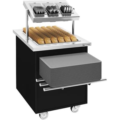 GGM Gastro Besteckausgabeservierwagen DANZIG - 700mm - mit Tablettrutsche - Schwarz