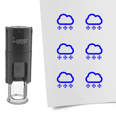 CombiCraft Stempel sneeuw 10mm rond blauwe inkt - per 1 stuk