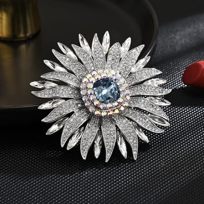 Modieuze En Exquise Zonnebloem Broche Festival Cadeau Elegante En Elegante Stijl Dames Borstbloem Kledingaccessoires white