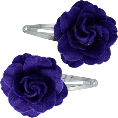 Haarsoires Haarspeld Klikklak 6cm - Roos Bloem - Vilt - Paars Blauw - Set van 2 - Haarclip Speldjes - Makkelijk in Gebruik - Haaraccessoires voor Volwassenen & Kinderen - Hair Clip - Decoratieve Haaraccessoire