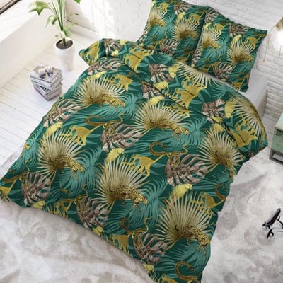 Sleeptime Golden Botanical - Dekbedovertrekset - Lits-Jumeaux - 240x200/220 + 2 kussenslopen 60x70 - Groen