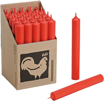 Hahn Dinerkaarsen - Rood - 25x stuks - 18 cm - sfeer kaarsen - 7 branduren - kandelaar