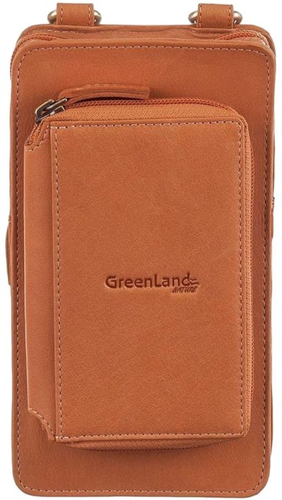 GreenLand Nature Leren Telefoontasje Portemonnee Phone Bag / Wallet Mandarin Lichtbruin