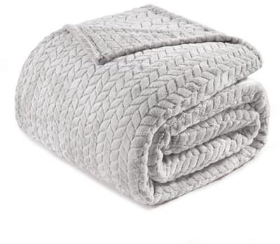 Zachte Jacquard Flanel Fleece Deken - 230x230 CM Lichtgrijs