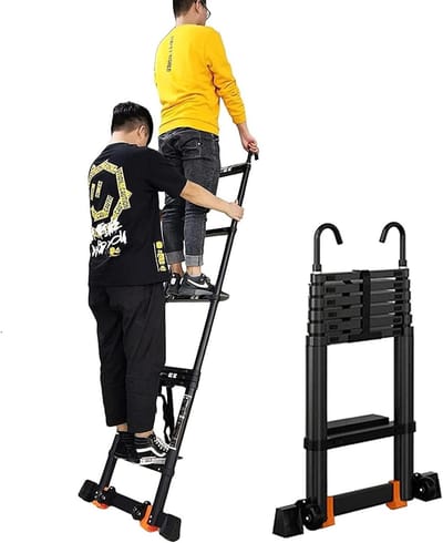 Telescopische Ladder - Opvouwbare Ladder - Klus Klussen - Met Stabilisatorstang - 38 Meter - A