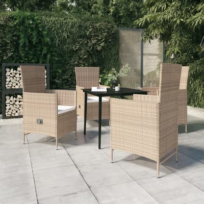 vidaXL - 5-delige - Tuinset - met - kussens - beige