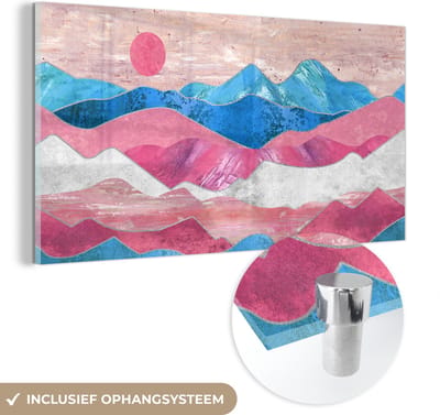 MuchoWow® Glasschilderij 40x20 cm - Schilderij acrylglas - Transgender - Marmer - Pride - Foto op glas - Schilderijen