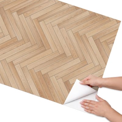 Coloray Meubel Wrap Folie - Beige Meubelfolie - 75x150 cm - Meubel Wrap Folie Houten visgraatmotief - Plakfolie Meubels - Scandinavisch Meubelfolie - Decoratiefolie Zelfklevend - Slaapkamer decoratie - Texturen