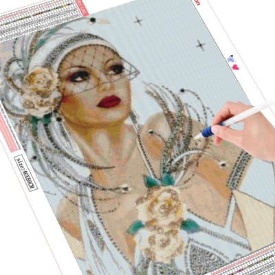 Diamant Schilderij Meisje 5d Diamant Borduurwerk Verkoop Strass Steentjes Afbeeldingen 20X30CM beige
