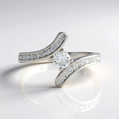 Cavill - Zilveren Ring 925 Sterling met 0,315 ct Cambodjaanse Zirkoon en 0,36 ct Zirkonia - Moderne Elegante Splitband - 20mm