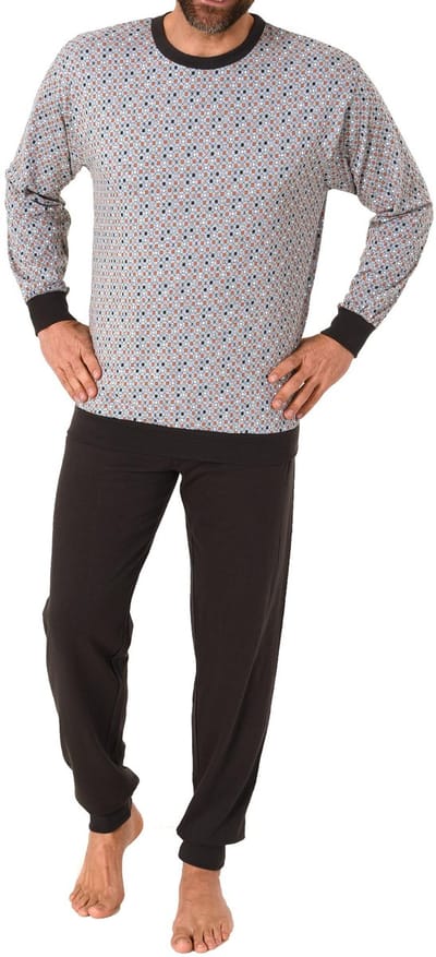 Elegante herenpyjama met lange mouwen en manchetten in elegante minimal look - 66236