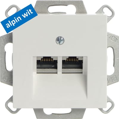 JUNG wandcontactdoos | serie AS500 | RJ-45 | dubbel | inbouw | ALPIN WIT