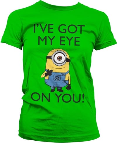 Minions I Got My Eye On You Girly T-shirt voor dames, groen