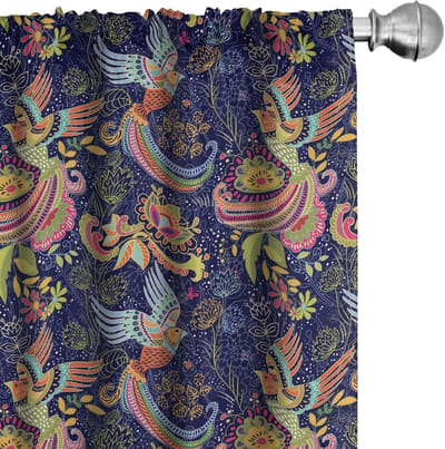 ABAKUHAUS – Vogels Gordijnen – Mythische Rijzende Feniks – 2x75x225 cm – Veelkleurig