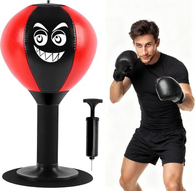 Punchingball met Zuignap en Pomp voor Stressverlichting, Ideaal voor Kantoor en Thuis, Opblaasbare Bokszak en Anti-Stress Speelgoed voor Volwassenen